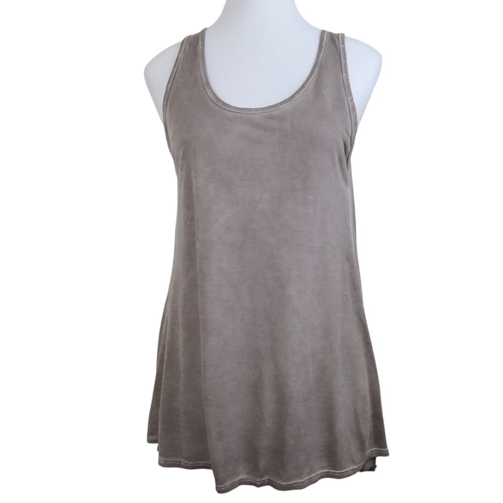 Enti Vintage 100% Modal Mixed Media High Low Boho Tank Top Brown Size S